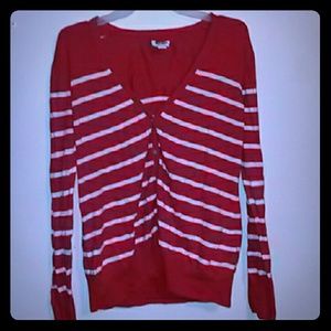 🐩Red and White Striped Cardigan🐩