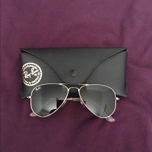 Ray-Ban gold and black aviators-52mm