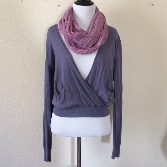 Gray-Purple Cardigan Sweater