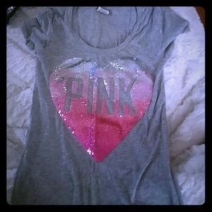 Gray VS PINK bling tee! XS