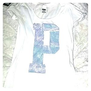 White VS PINK bling tee! XS