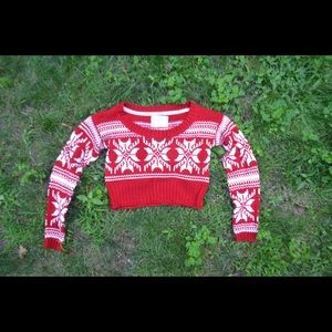 Festive Red Holiday Cropped Sweater