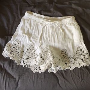 White lace shorts