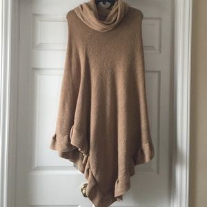 Tan Ruffled Cape Poncho