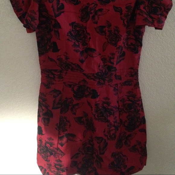 Dress red black floral - Picture 3 of 4