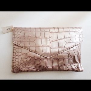 Forever 21 rose snake print clutch