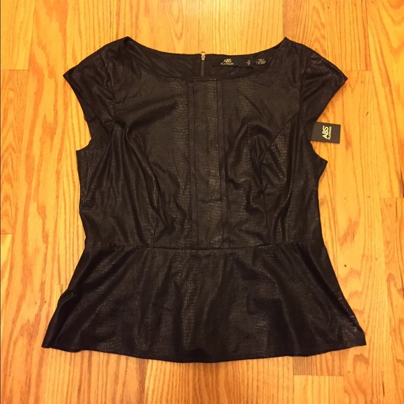 ABS platinum faux snakeskin peplum top size Large