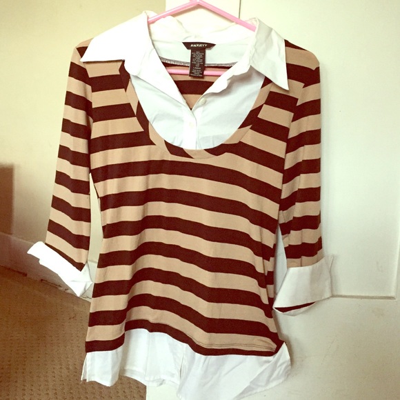 Brown striped white underlay shirt