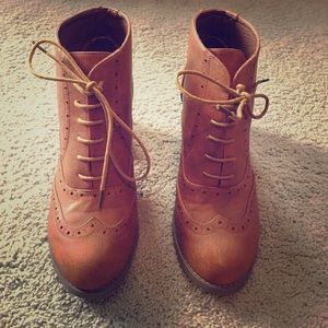 Brown boho chic booties with a small heel