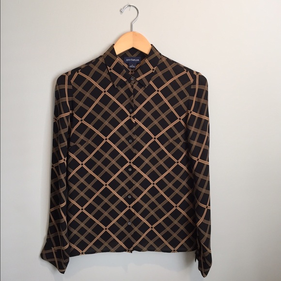 Ann Taylor Silk Button Down Blouse in Black