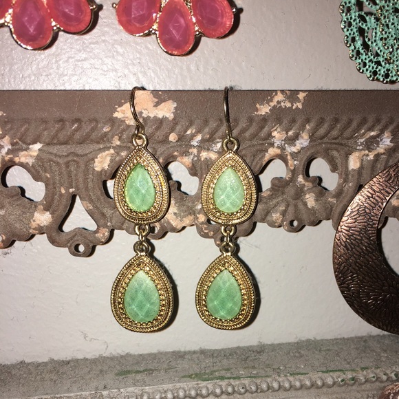 Mint and gold Druzy dangle earrings