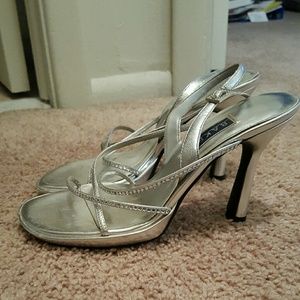 Silver Strappy Heels