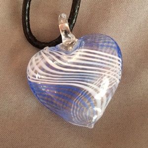 Hand-blown glass heart necklace