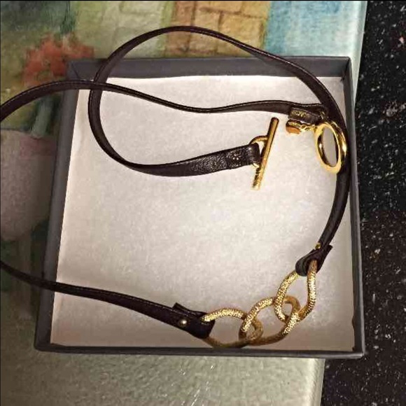 NIB.. Gorjana Leather & Gold Link Choker Necklace