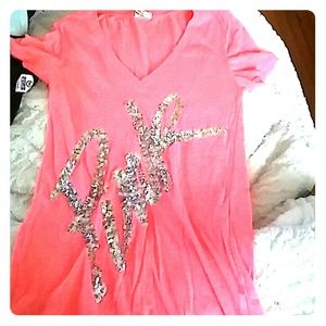 Vs PINK BLING tee! Neon pink XS!!