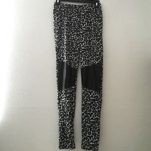 Wet seal leopard and leather leggings