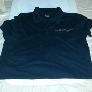 Ed hardy dress shirt with bull dog on back xl