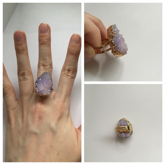 1 left! Gold dipped purple druzy ring - Picture 3 of 4