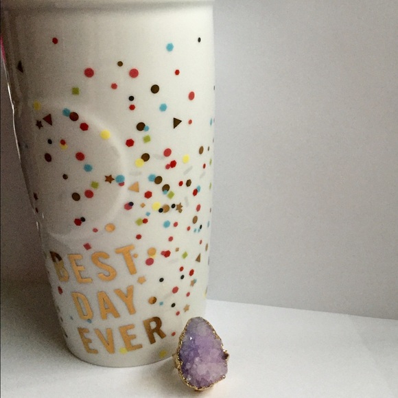 1 left! Gold dipped purple druzy ring - Picture 2 of 4