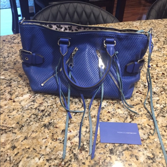 Rebecca Minkoff perforated moto handbag.