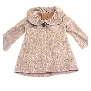 3/4 sleeve purple tweed wool coat
