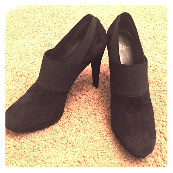 Stuart Weitzman black suede platform booties