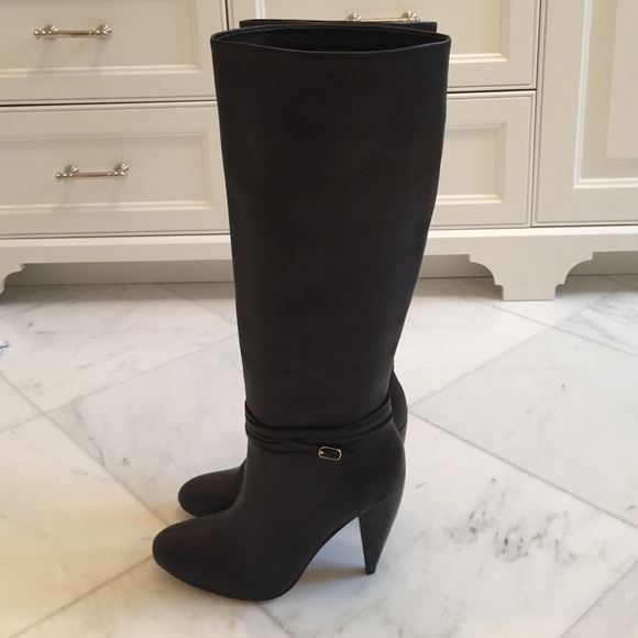 Ann Taylor black leather knee high boots