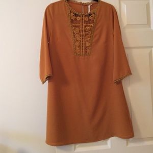 Burnt orange dress. Lace front.