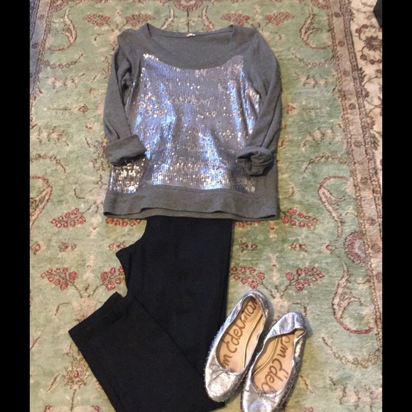 J Crew sweatshirt with matte silver sequins