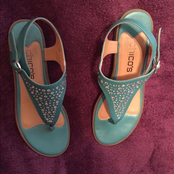 Teal flat Sandals CLOSET CLOSING