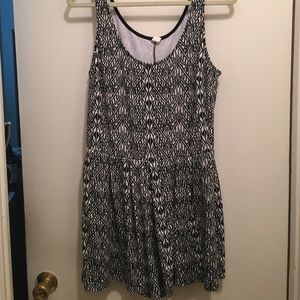 Black & white tribal print sleeveless romper