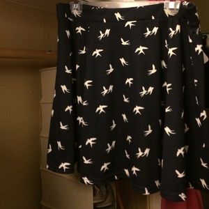 Navy Blue ( With white birds ) Skater Skirt