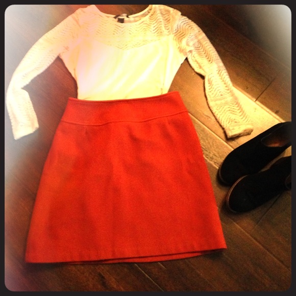 Orange wool mini skirt