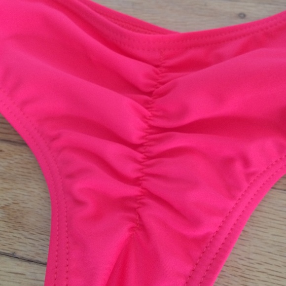 Bright Red Cheeky Brazilian Ruched Bikini Bottom - Picture 3 of 3