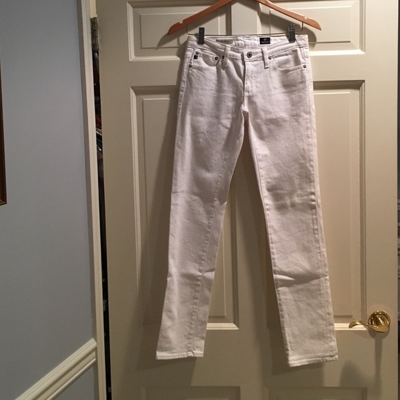 AG White straight leg jeans