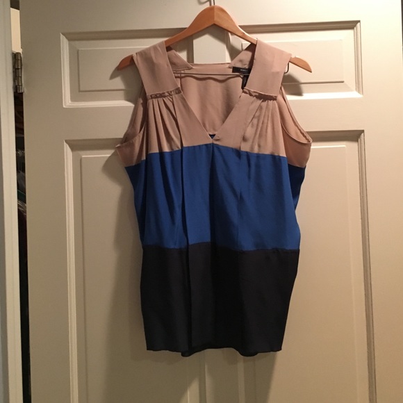 Color block silk top