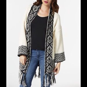 Printed fringe sweater NWT