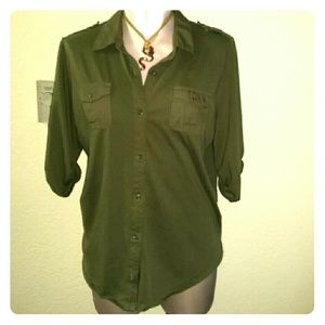 Army Green Soft Cotton Button Up Shirt