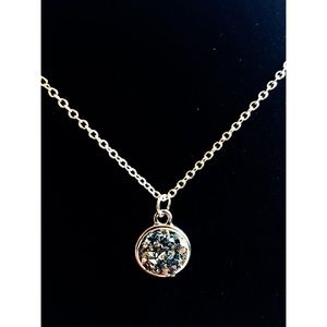 Druzy Gray/Charcoal Gold speck necklace