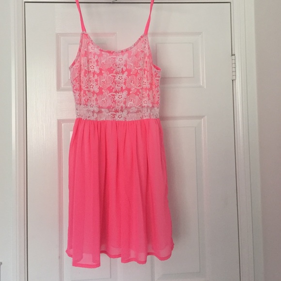 Pink dress with lace details