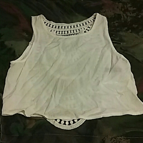 white lace crop top