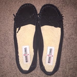 Black Minnetonka moccasins