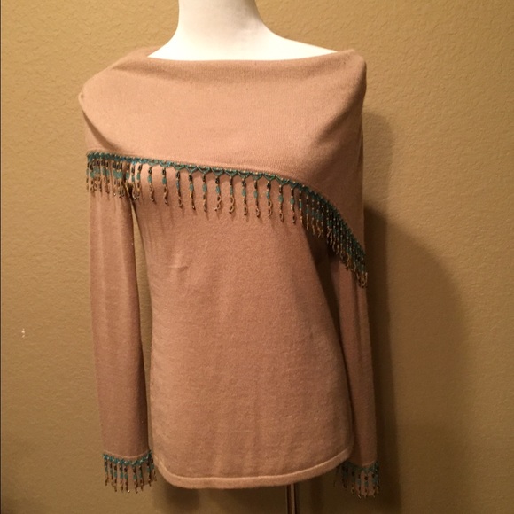 Carlisle silk/cashmere top with beads CLEARANCE