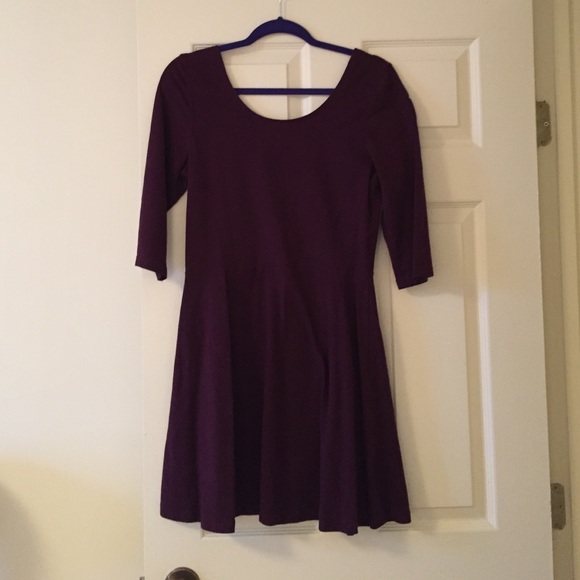Plum 3/4 sleeve express skater dress.
