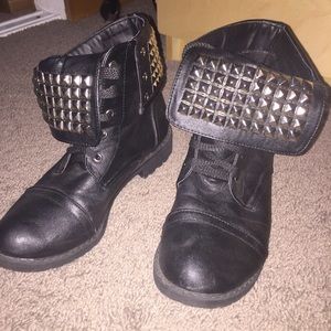 Black combat boots with silver studs