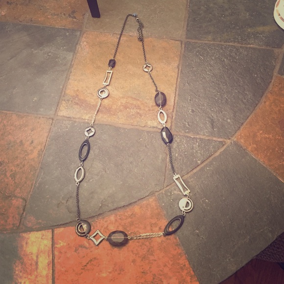 Lia Sophia long black and silver necklace