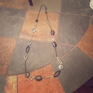 Lia Sophia long black and silver necklace