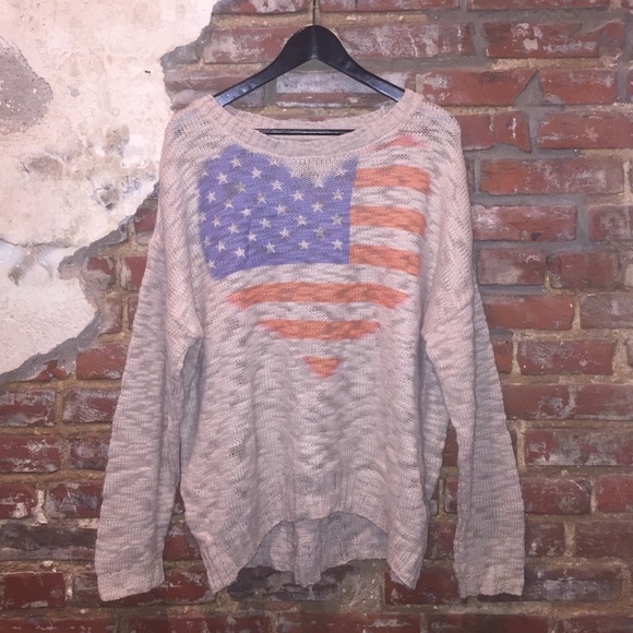 Urban Outfitters American Flag Heart Sweater