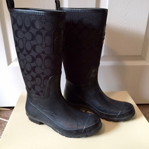 Black Coach Rain Boots - Picture 2 of 4