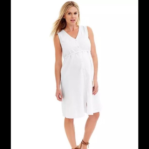 NWT GAP Maternity White Shirt Dress 4 - Picture 2 of 4